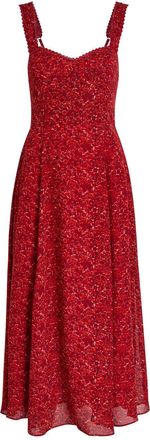 Reformation Lela Floral-print Georgette Midi Dress - Red - 0 (UK4 / Xxs)