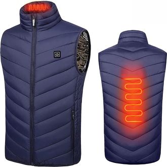 Generic Heated Gilet for Women,Full Zip Stand Collar Heat Vest USB Charging Electric Heating Jackets 2 Heated Zone Sleeveless Coats Ladies Winter Warm Heating
