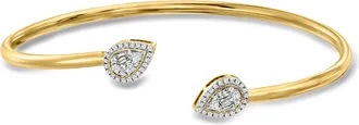 Ross-Simons Diamond Pear-Shaped Halo Cuff Bracelet in 14kt Yellow Gold