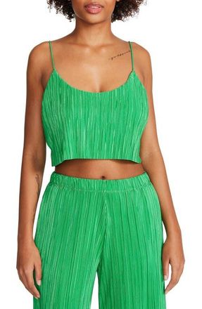 Steve Madden Gianna Pliss&eacute; Crop Top in Bright Green at Nordstrom, Size Medium