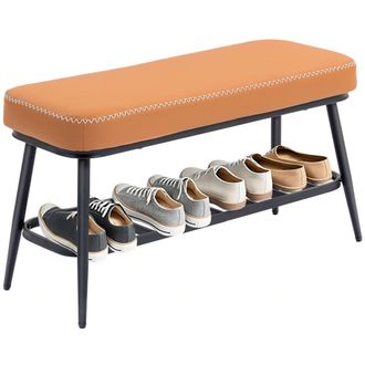 HOMCOM Shoe Bench - PU Leather Shoe Storage Bench for Entryway - - Green | TJ Hughes