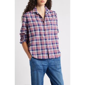 Frank & Eileen Eileen Relaxed Button-Up Shirt in White Black Red Plaid at Nordstrom Rack, Size Xx-Small