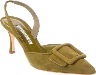Manolo Blahnik Maysli 70 Suede Slingback Pump