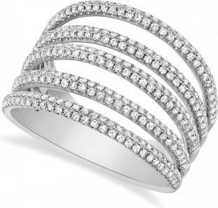 Allurez Diamond Pave Bridge Ring 14k White Gold (0.83ct)