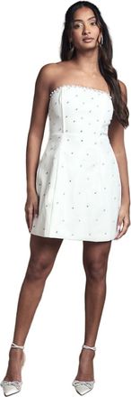 Coast Hotfix Diamante Bandeau Bridal Mini Dress, 14, Ivory