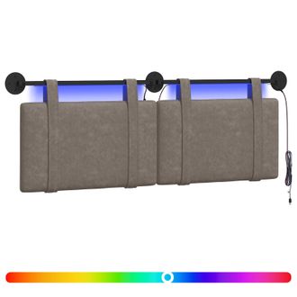 vidaXL Cabecero Colgante Con Luz Led Gris Pu Antiguo Vidaxl