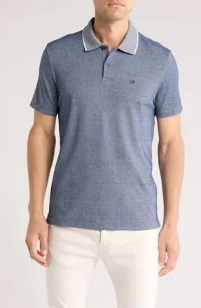 Calvin Klein Birdseye Heather Interlock Polo in Navy Heather at Nordstrom Rack, Size Xx-Large