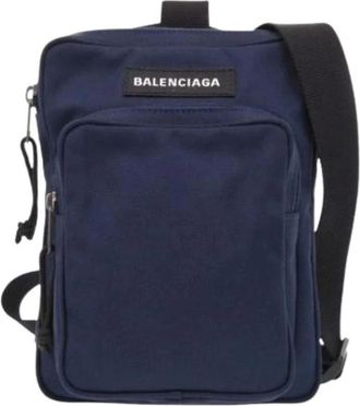 Balenciaga Pre-owned Cross Body Bags, male, Blue, Size: ONE SIZE Pre-owned Vintage Nylon Shoulder Bag