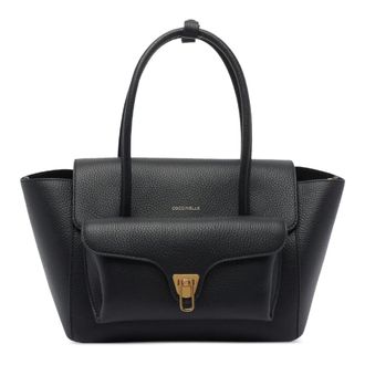 Coccinelle Handbags, female, Black, Size: ONE SIZE Double Beat Black Shoulder Bag