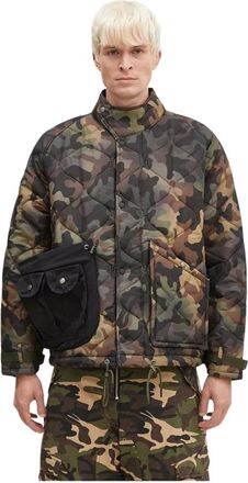 Andersson Bell Jassen, Heren, Veelkleurig, L, Leer, Multi-Pocket Camouflage Quilted Jacket