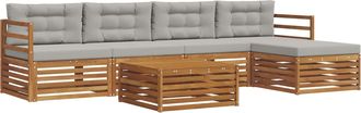 vidaXL Conjunto De Sof&aacute;s De Exterior 6 Uds. Gris Natural Y Claro Vidaxl