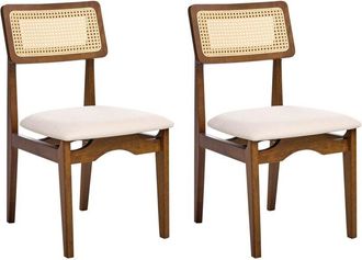 Beliani Set of 2 Dining Chairs RUBONIA Wood Dark Brown