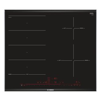 Bosch Placa De Inducci&oacute;n Empotrada Bosch Pxe675dc1e De 4 Quemadores En Acero Inoxidable Negro