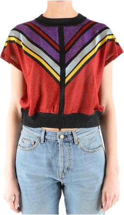 Philosophy di Lorenzo Serafini Multicolor Acetaat T-shirt Made in IT - Dames - Ronde hals truien - Veelkleurig - L - Polyester - Truien & Vesten