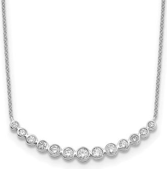 Diamond2Deal 14K Gold 3/4 Ct Lab Grown Diamond Graduated Curved Bar Necklace 18