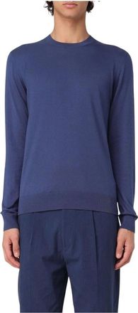 Paolo Pecora Truien & Vesten, Heren, Blauw, L, Wol, Merino Wool Crew Neck Sweater