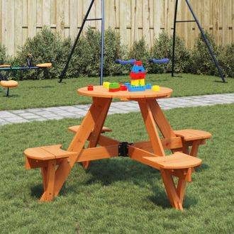 vidaXL Mesa De Picnic Para 4 Ni&ntilde;os Agujero Para Sombrilla Madera Abeto Vidaxl