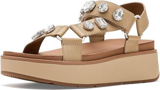 FitFlop Gen-FF Max Ultra-Jewel Leather Back-Strap Sandals Womens Wedge Shoes Cappuccino : 11 M (B)