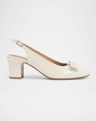 Ferragamo 55mm Vetty Patent Leather Slingback Pumps