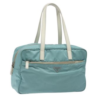 Prada Vintage Handbag Tessuto Blue Nylon Handbag (Pre-Owned)