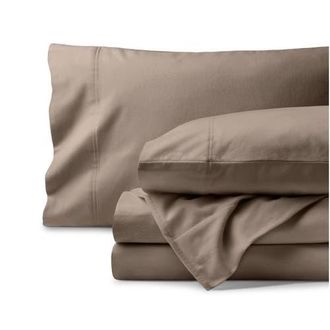 Bare Home 100% Organic Cotton Flannel Sheet Set in Taupe at Nordstrom, Size Twin X-Long