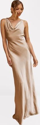 Six Stories Cowl Front Satin Bridesmaid Dress in Champange at Nordstrom, Size 10