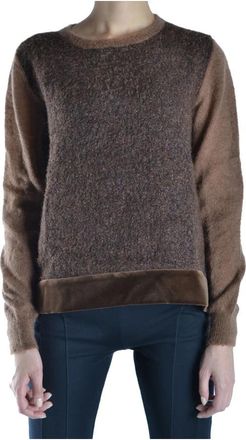 Alberta Ferretti Strik med rund hals - Dames - Ronde hals truien - Bruin - S - Truien & Vesten