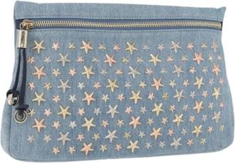 Jimmy Choo London Pre-owned Canvas Clutch - Dames - Vintage Clutch - Blauw - ONE Size - Leer - Vintage