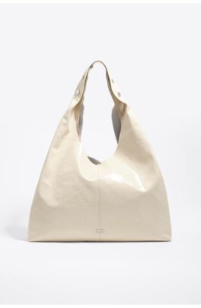 Bimba & Lola Leather Maxi Bikini Paper Bag in Ivory at Nordstrom