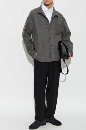 Giorgio Armani Stand-collar Jacket, Mens, Grey