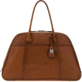 Miu Miu Camel Leather Vivant Shopping Bag Cognac Borse A Mano