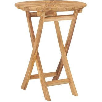 vidaXL Tavolo da Giardino Pieghevole &oslash; 60 cm Legno Massello di Teak Vidaxl