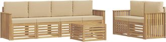 vidaXL Conjunto De Sof&aacute;s De Exterior 7 Uds. Y Beige Poli&eacute;ster Vidaxl