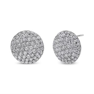 House of Brilliance 18K White Gold 3 1/2 Cttw Shared Prong Set Diamond Cluster Composite Disc Stud Earrings (F-G Color, VS1-VS2 Clarity)