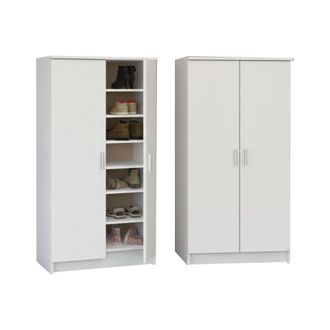 Dmora Zapatero Abram, Mueble Zapatero Modular, 12 Estantes, 4 Puertas, 55x35x108h Cm Blanco Mate
