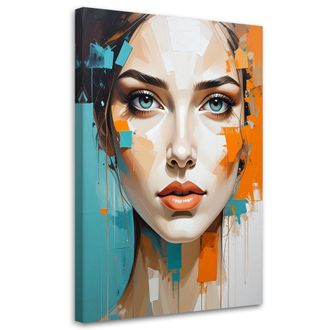 Feeby Cuadro En Lienzo, Mujer Retrato Abstracci&oacute;n Colorido, 80x120