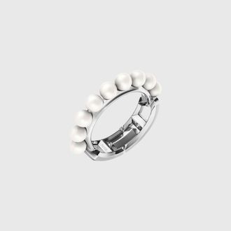 Diesel Sterling silver and pearl band ring - Rings - Unisex - Silver