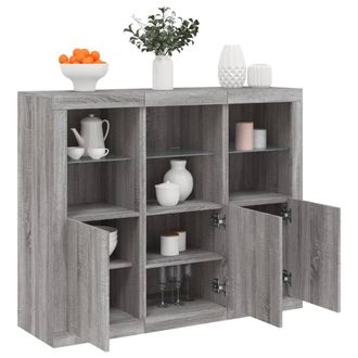 Berkfield Home Sideboards with LED Lights 3 pcs Grey Sonoma Engineered Wood