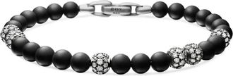David Yurman Bracciale Spiritual Beads in argento sterling con pav&eacute; (6mm)