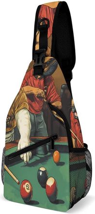 Generic Dogs Playing Pool Mens Shoulder Bags Sling Crossbody Backpack Travel Hiking Chest Bag with Small Side 38x20cm