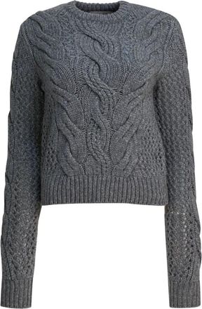 Sportmax Truien & Vesten, Dames, Grijs, M, Wol, Radio Crewneck Sweater