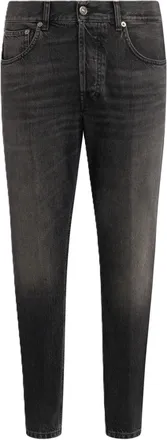 Dondup Faded Black Denim Jeans with Tapered Leg