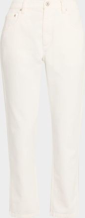 Brunello Cucinelli Mid-Rise Cotton Bull Straight-Leg Ankle Jeans
