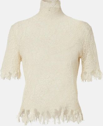 Alexander McQueen Top in pizzo di cotone e seta