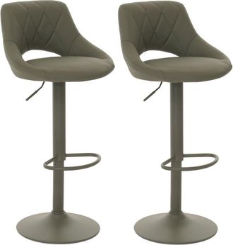 Hhg [nunca Usado] Juego De 2 Taburetes De Bar Hhg-920, Taburete De Bar Taburete De Mostrador, Reposapi&eacute;s Giratorio, Imitaci&oacute;n De Cuero Metal, Verde