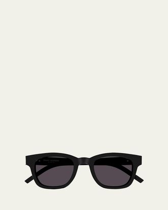 Saint Laurent Mens M124 Nylon and Acetate Rectangle Sunglasses