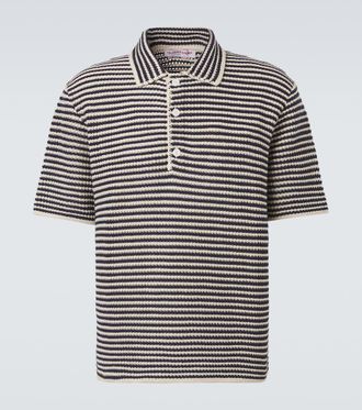 Orlebar Brown Lowry striped crochet cotton polo sweater