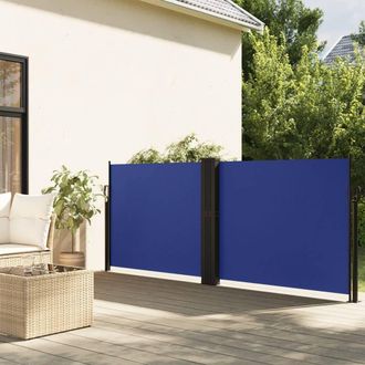 Berkfield Home Retractable Side Awning Blue 140x1200 cm