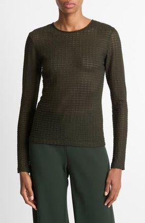 Vince Shadow Grid Top in Verde at Nordstrom Rack, Size Xx-Small