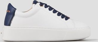 Alexander Smith London High Woman in smooth white leather and blue palmellato leather heel